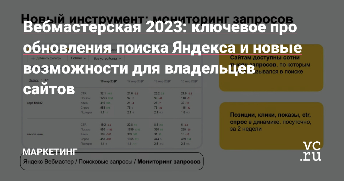Вебмастерская 2023: ключевое про обновления поиска Яндекса и новые возможности для владельцев сайтов